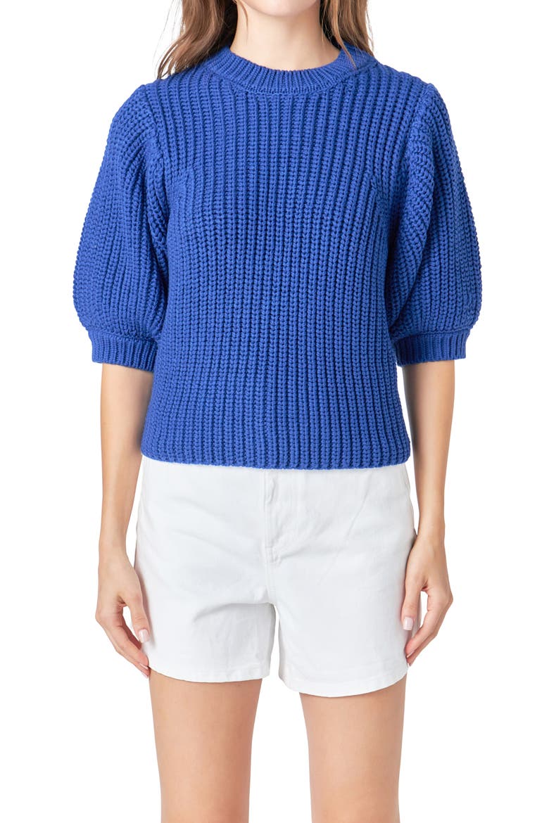 Elbow Sleeve Sweater, Alternate, color, BLUE