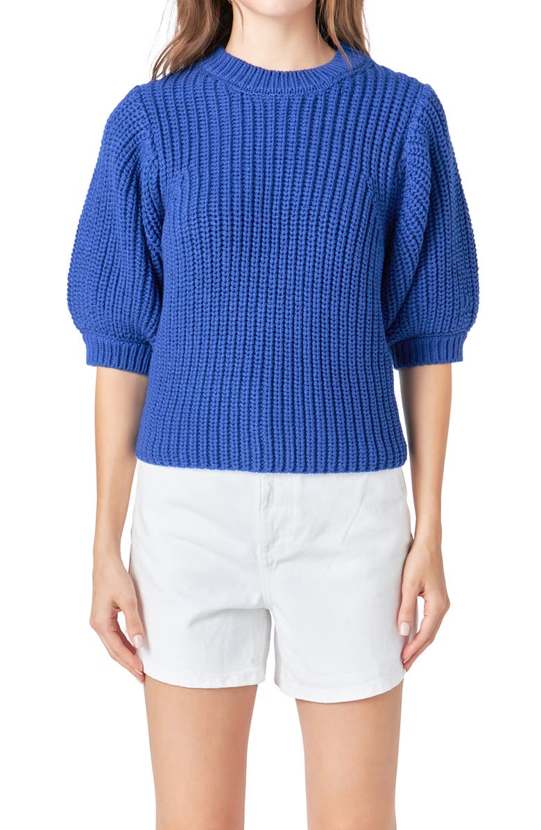 English Factory Elbow Sleeve Sweater, Alternate, color, Blue