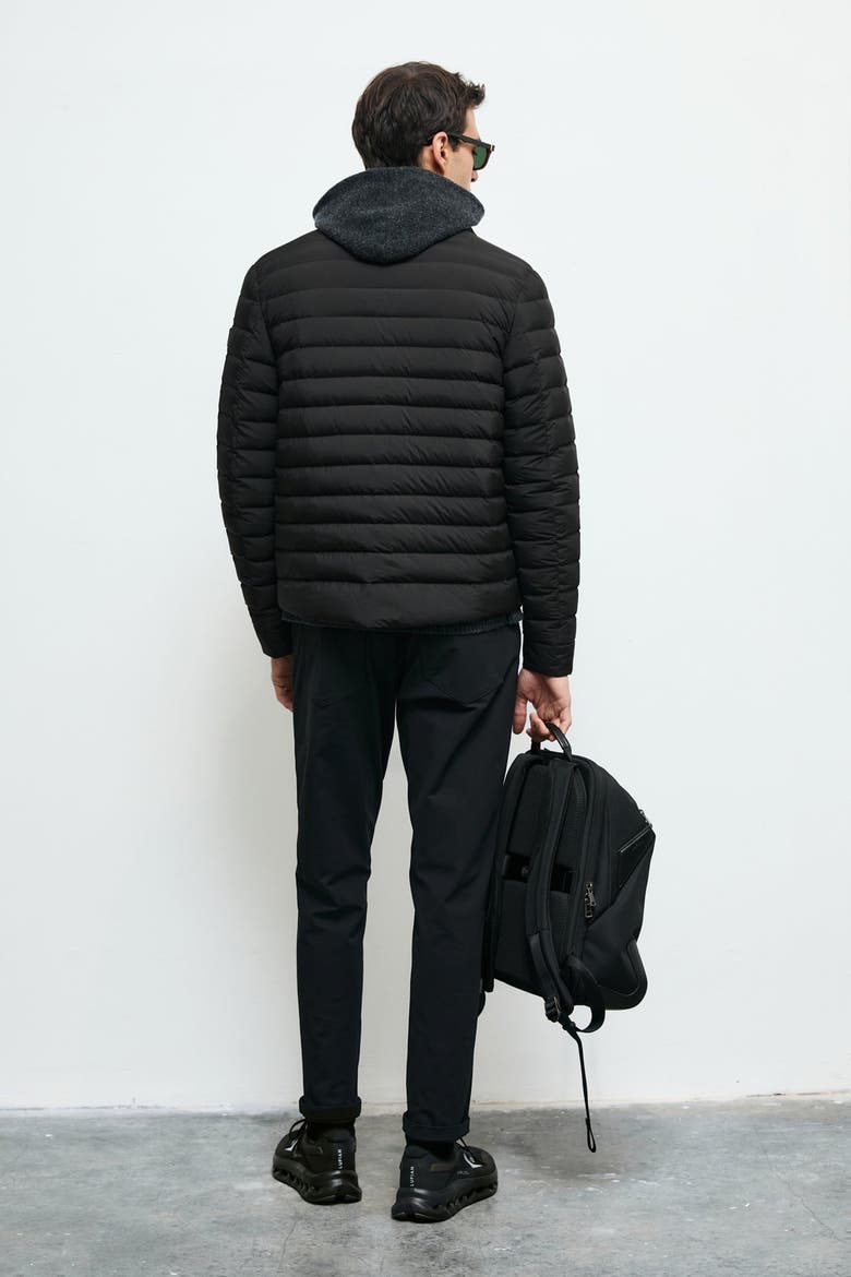 Men's Snap-button Goose Down Puffer Jacket, Alternate, color, Black