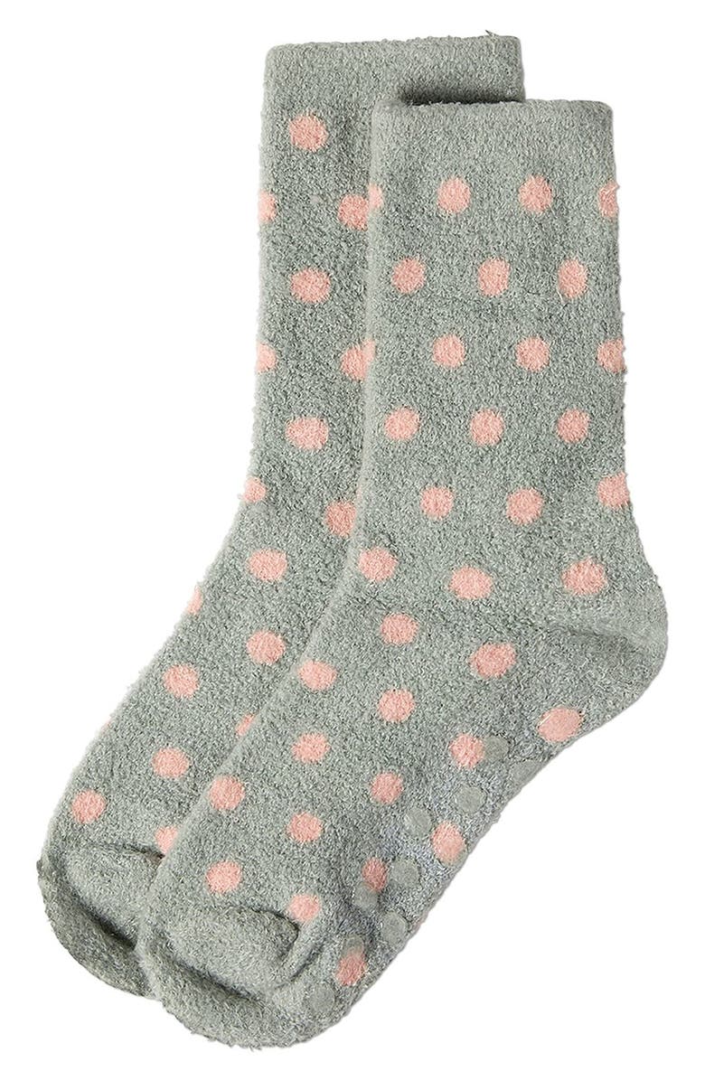 MeMoi Polka Dot Lavender Infused Crew Socks, Alternate, color, Sage Green