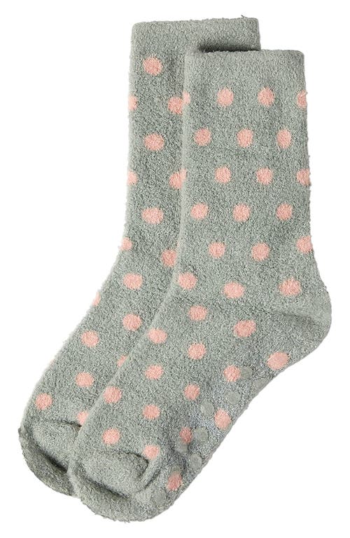 Memoi Polka Dot Lavender Infused Crew Socks In Gray