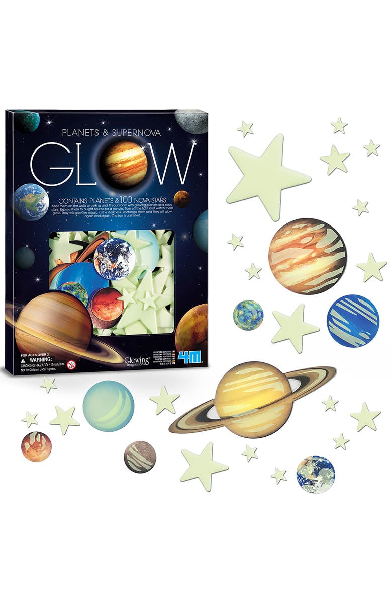 4M Glow Planets & Supernova 100 Glow in Dark Stick Ons, Alternate, color, Multicolored