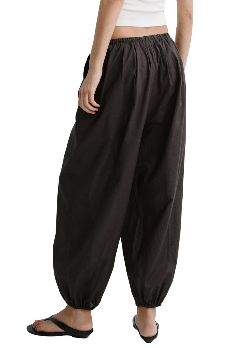 MANGO Cotton Balloon Pants, Alternate, color, Chocolate