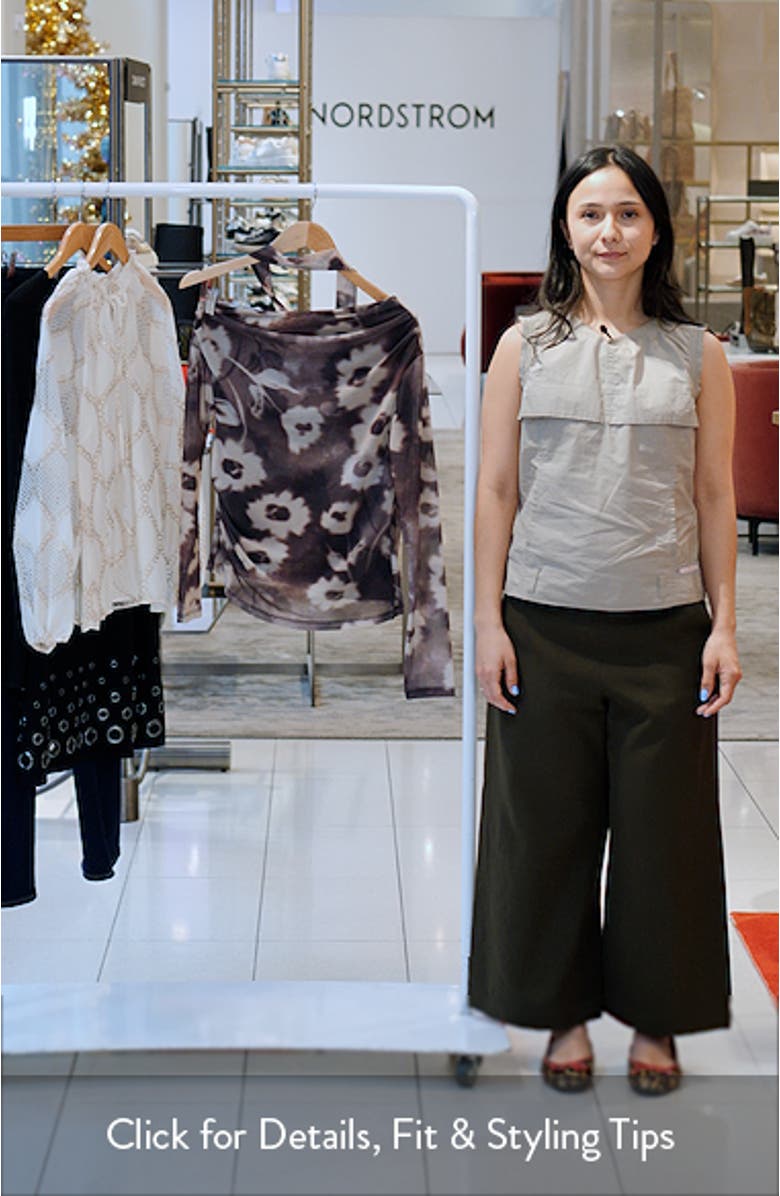 Floral One Shoulder Long Sleeve Mesh T-Shirt with Scarf, sales video thumbnail