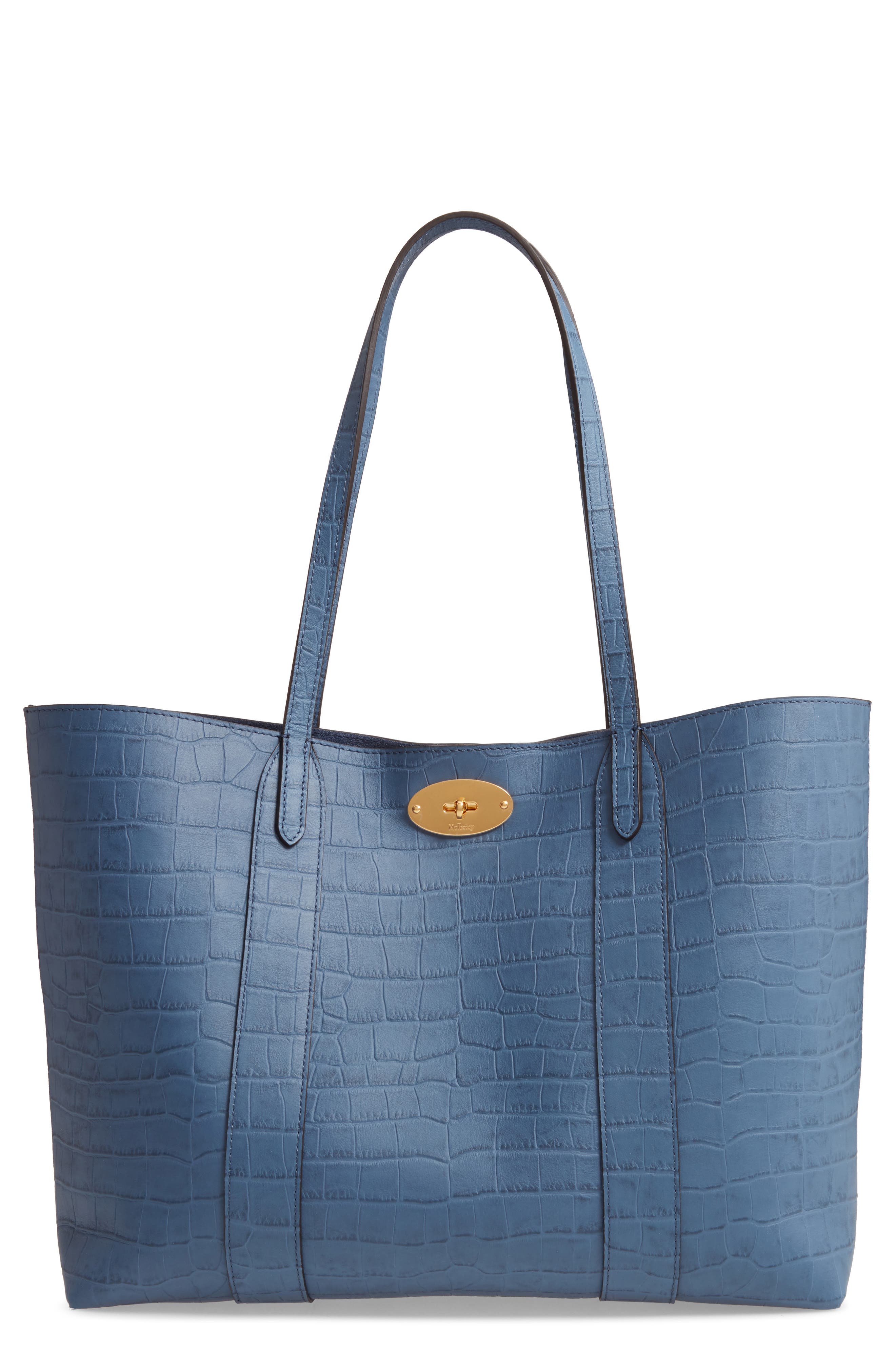 Mulberry Bayswater Matte Croc Embossed Leather Tote & Pouch, Main, color, 