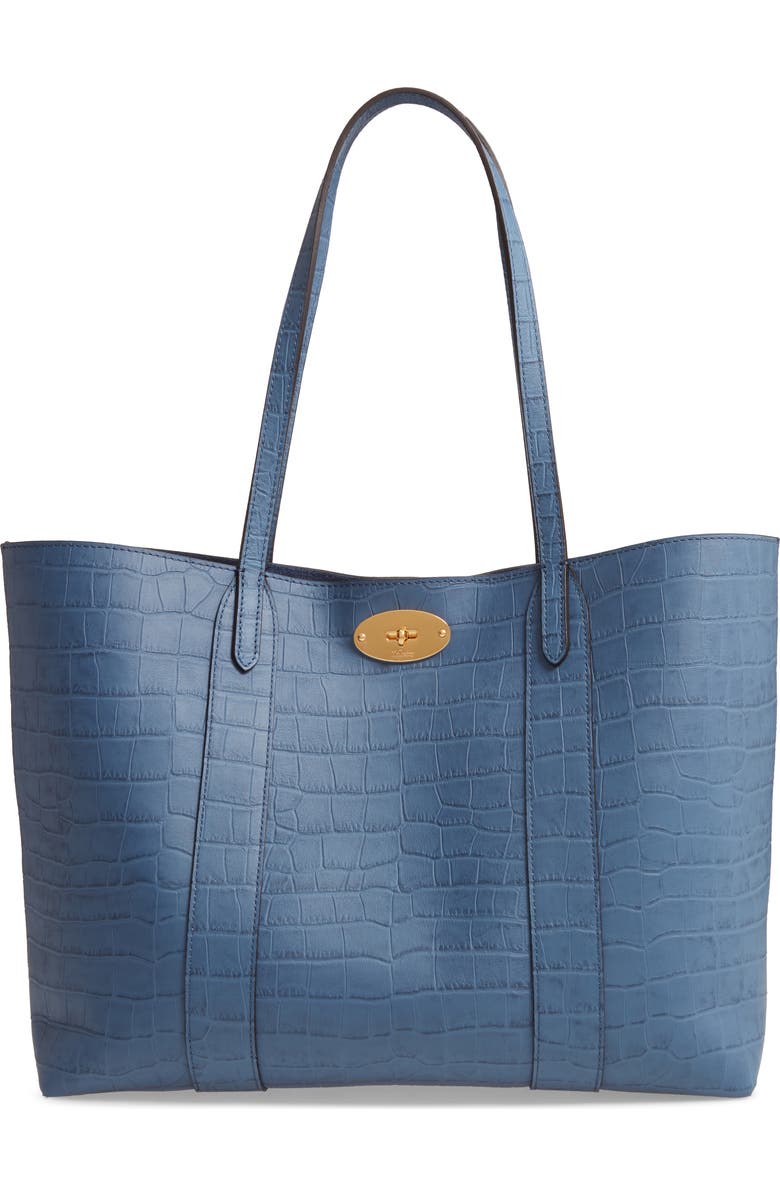 Mulberry Bayswater Matte Croc Embossed Leather Tote & Pouch, Main, color,