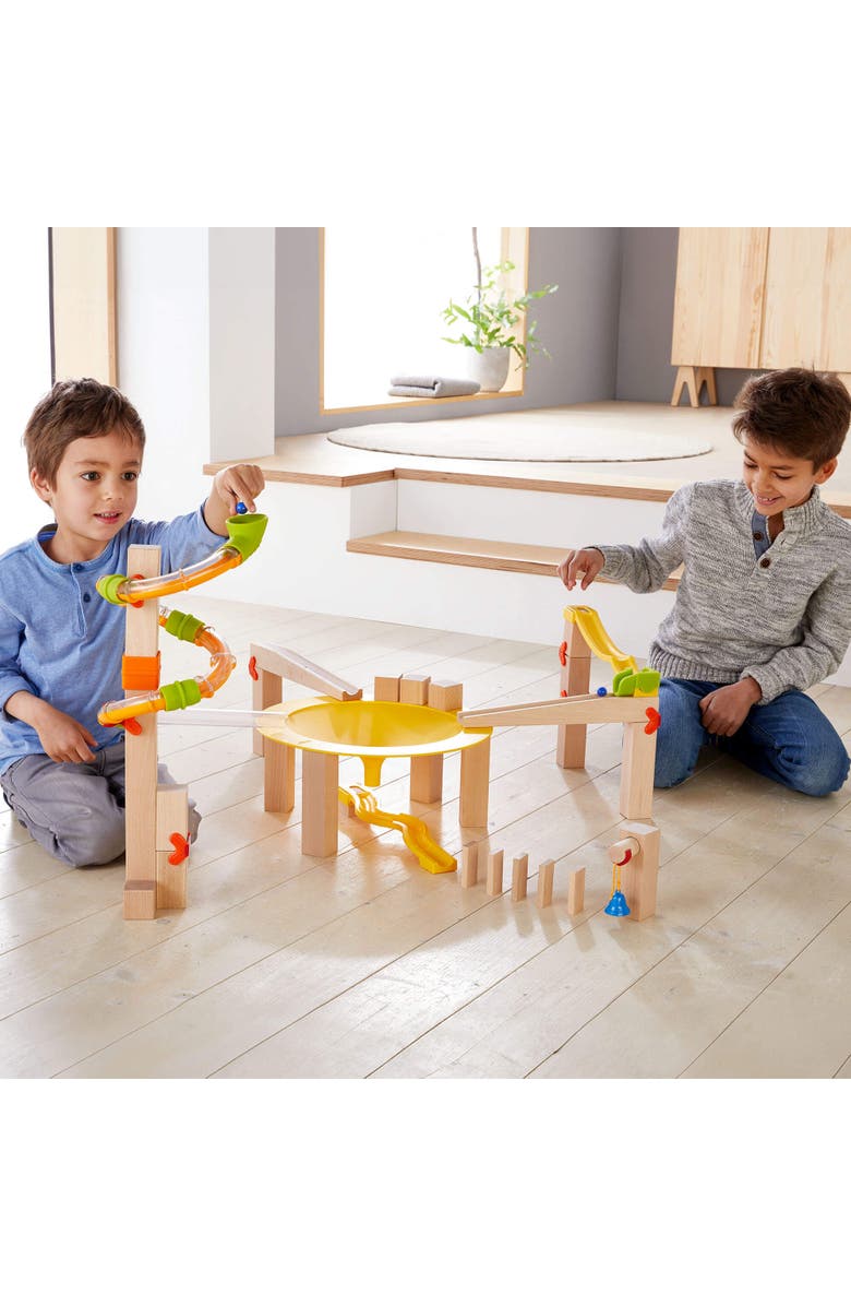HABA Wooden Marble Run Ball Track Funnel Jungle Set, STEM Toy for 3-10 Year Olds, Wooden Marble Race Track with Adjustable Speed Tubes, Alternate, color, Multi
