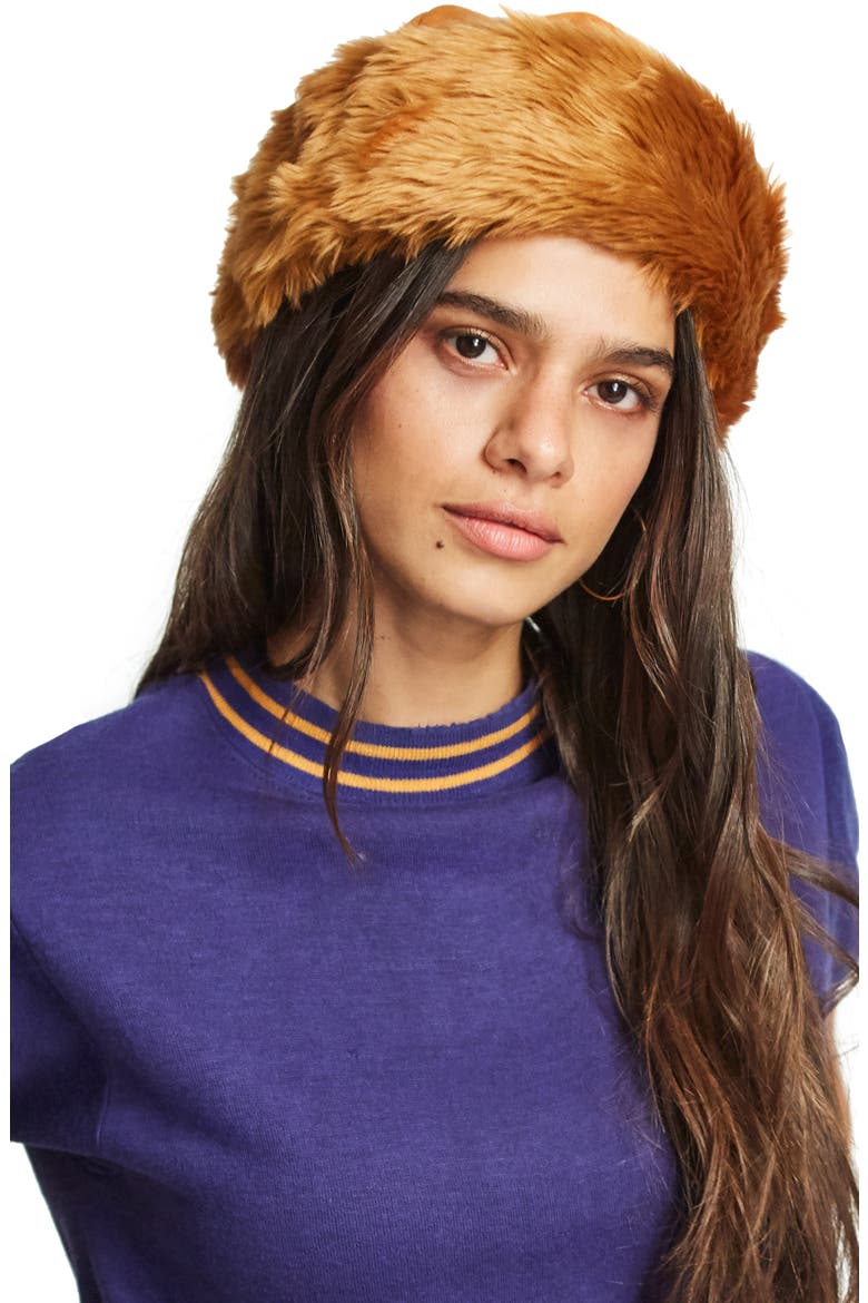 Churchill Faux Fur Cap, Alternate, color, BURNT ORANGE