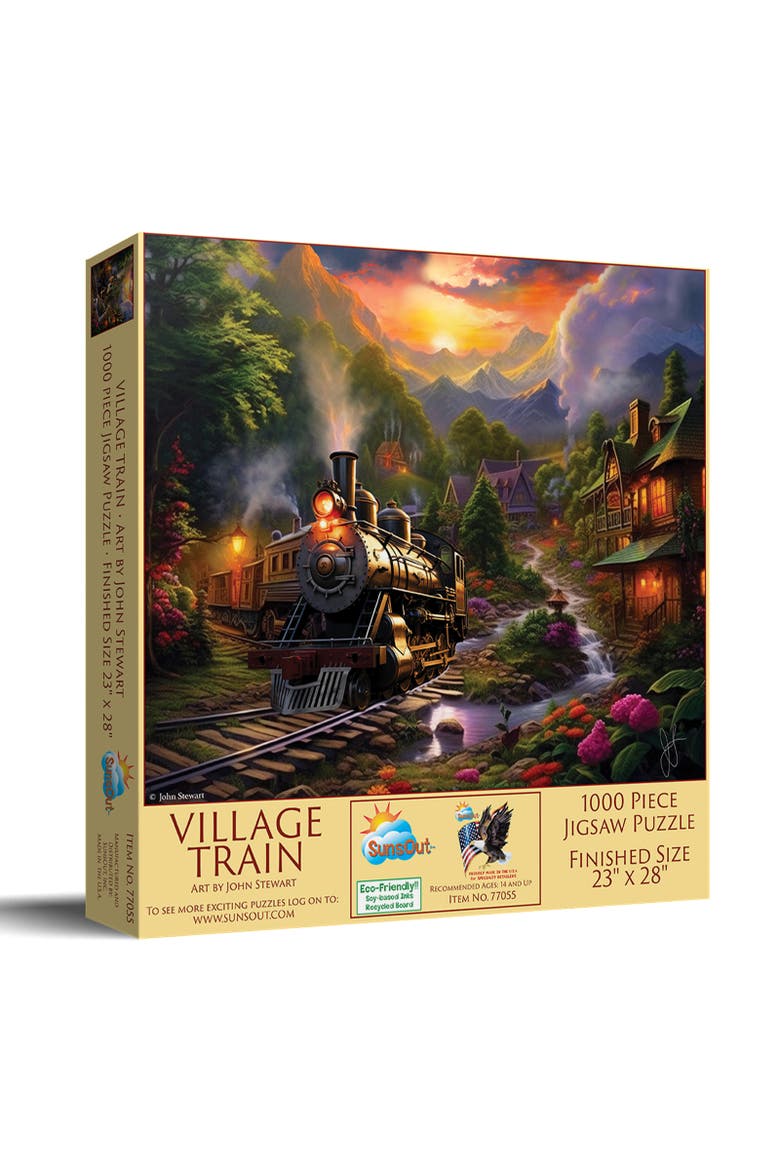 Village Train 1000 piece Jigsaw Puzzle for Adults, Main, color, Multicolor