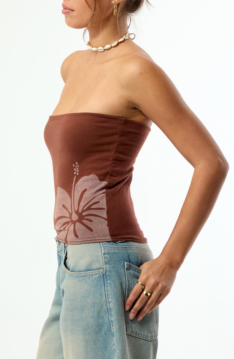 PacSun Hibiscus Tube Top, Alternate, color, Brown
