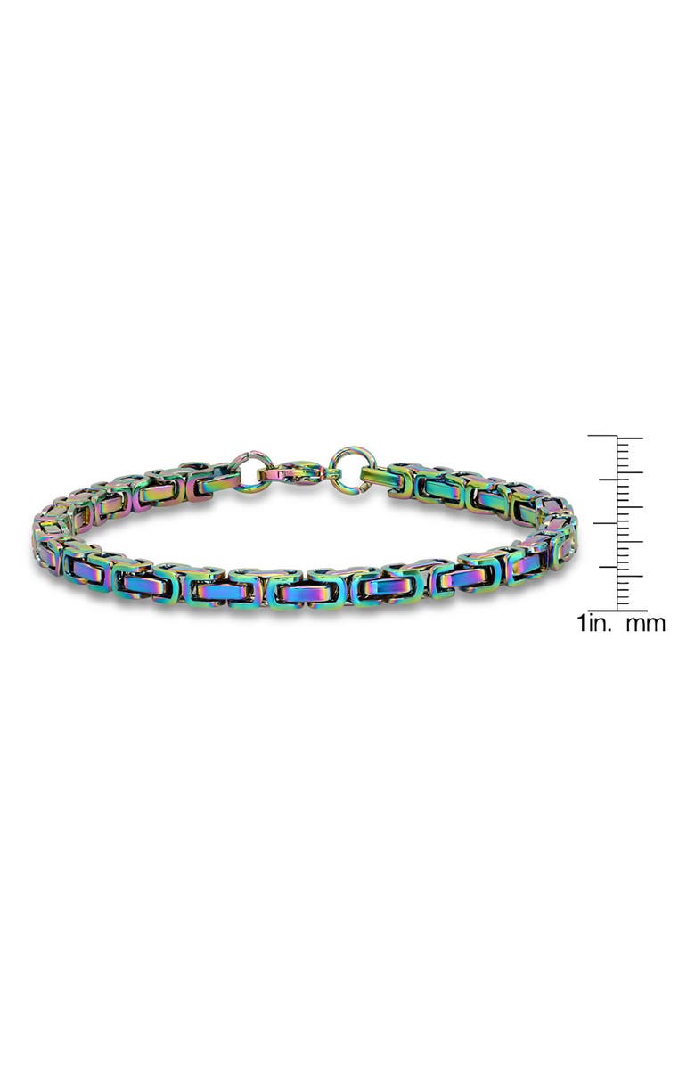 HMY JEWELRY Men's Rainbow IP Stainless Steel Chain Bracelet, Alternate, color, Multi