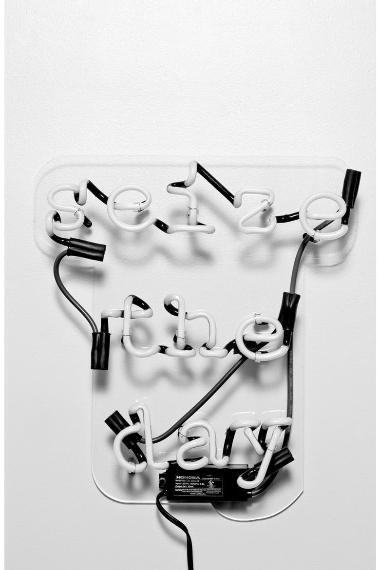 Seize The Day Neon Sign, Alternate, color, WHITE
