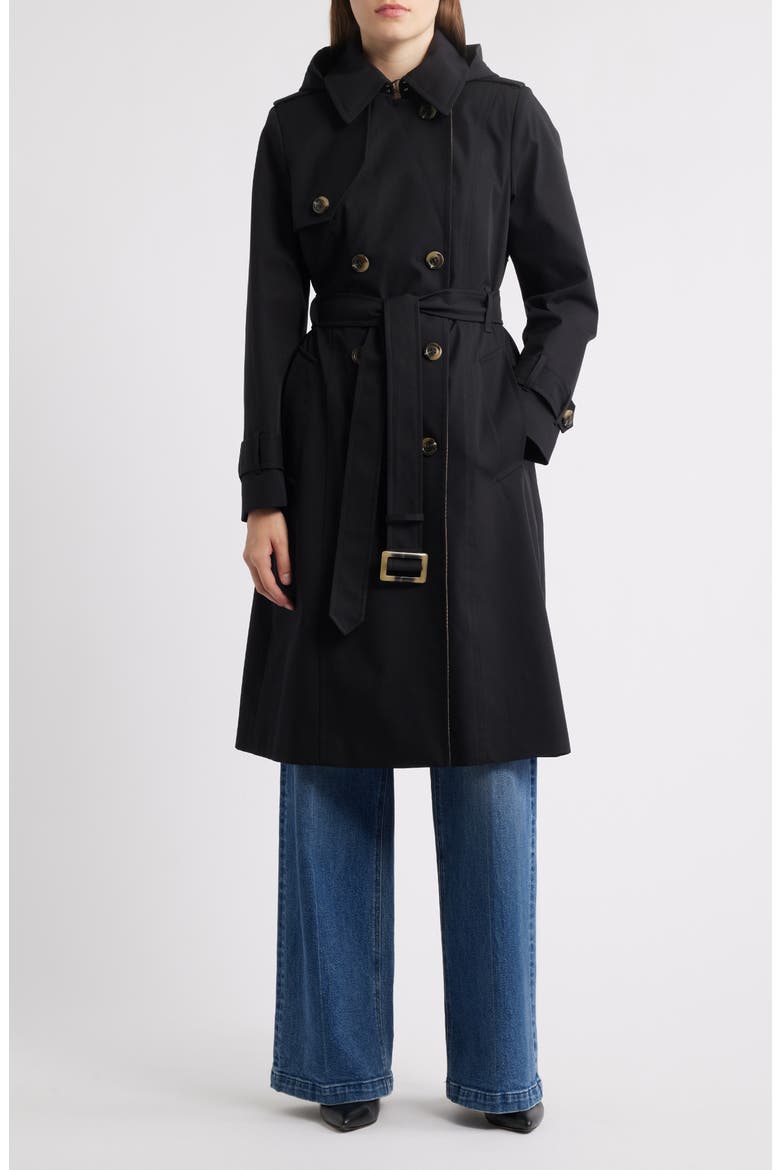 Heritage Trench Raincoat with Removable Hood, Main, color, BLACK