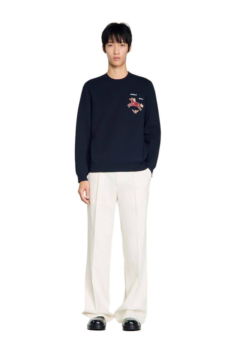 Embroidered horse sweatshirt, Alternate, color, Navy blue