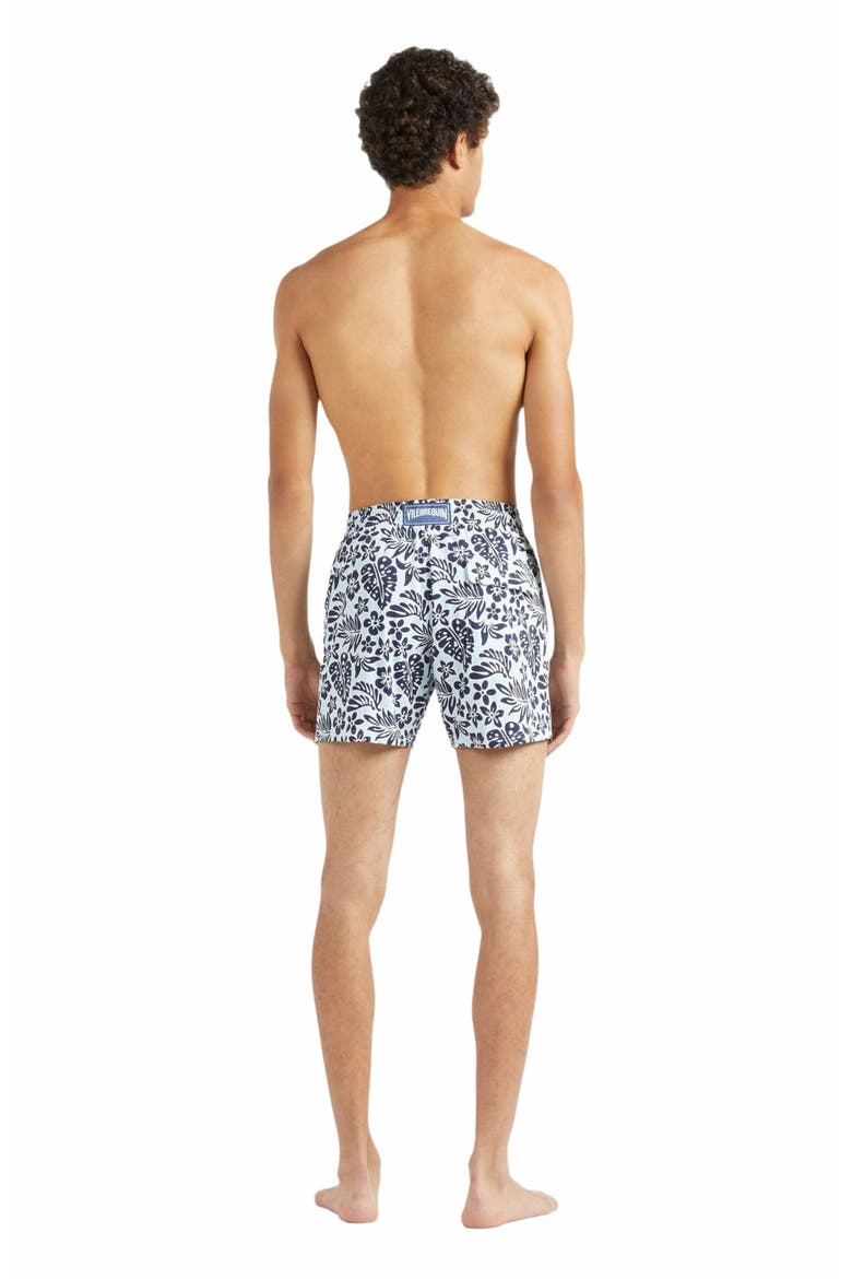 Men's Jungle Leaves Stretch Short Swim Shorts, Alternate, color, PACIFIC