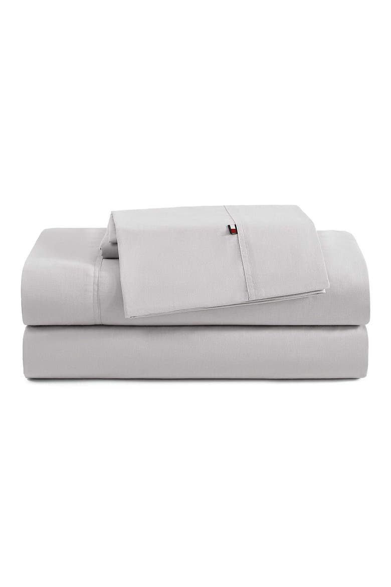 Cotton Percale Sheet Set, Main, color, GREY