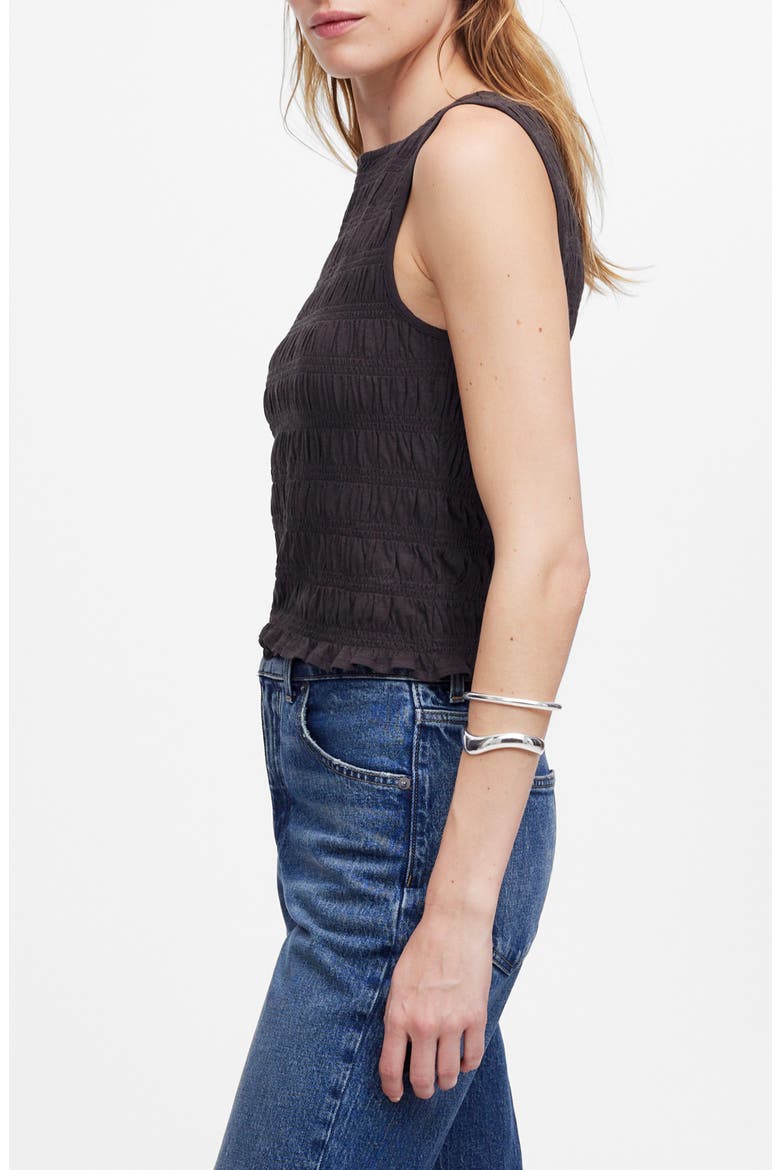 Smocked Tank Top, Alternate, color, SOFT CHARCOAL
