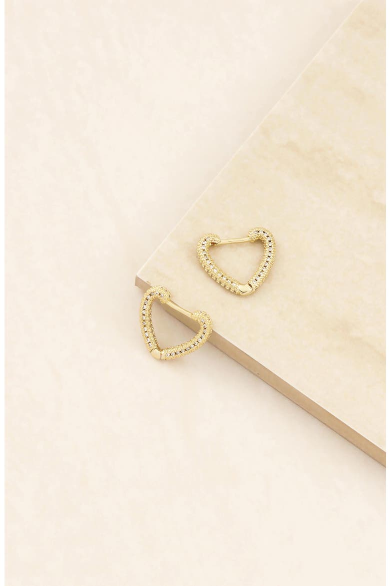Pavé Heart Huggie Earrings, Alternate, color, GOLD