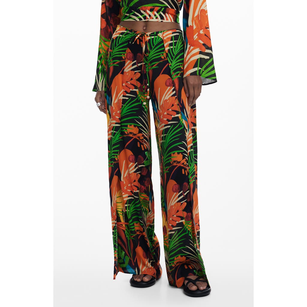 Desigual Wide Leg Cover-up Pants In Black