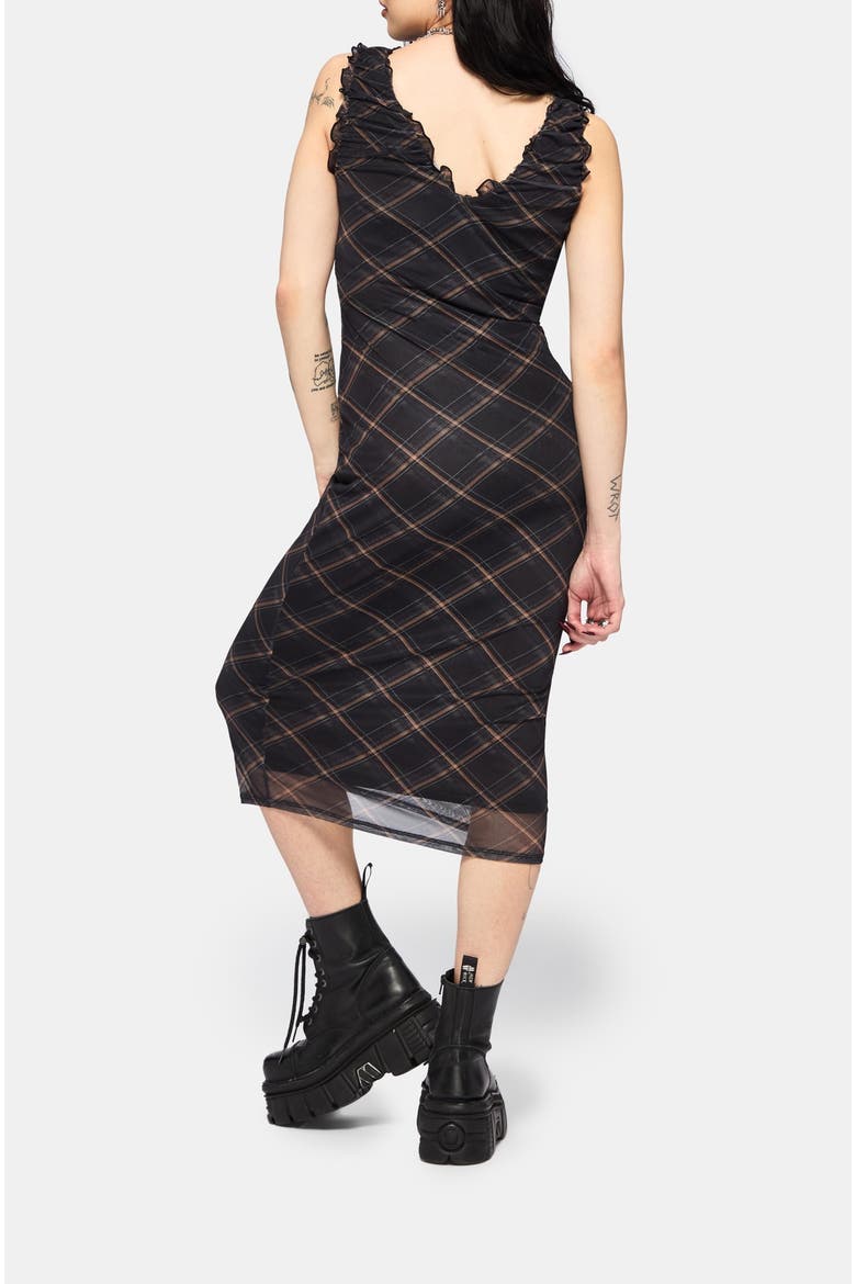Sorrowelle Checked Mesh Midi Dress, Alternate, color, Black