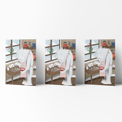 Winter/Holiday Greeting Card Pack Sets (3 ct) Yeti Cookies for Santa