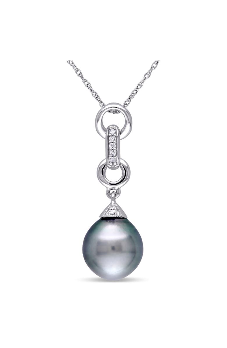 Julianna B. Tahitian Pearl & Diamond Drop Link Necklace 10k, Main, color, Pearl