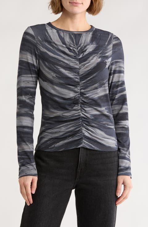 Lucy Shirred Long Sleeve Top