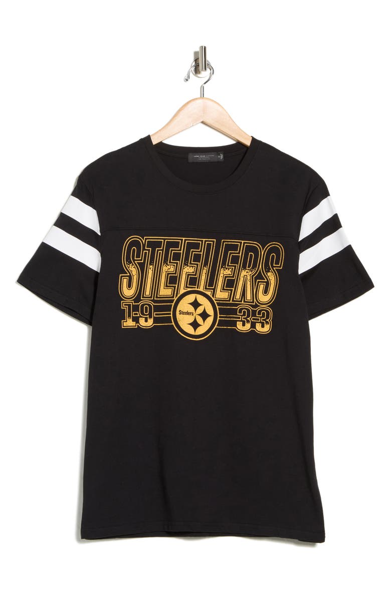 Junk Food NFL Steelers Gridiron Cotton Graphic T-Shirt, Alternate, color, True Black