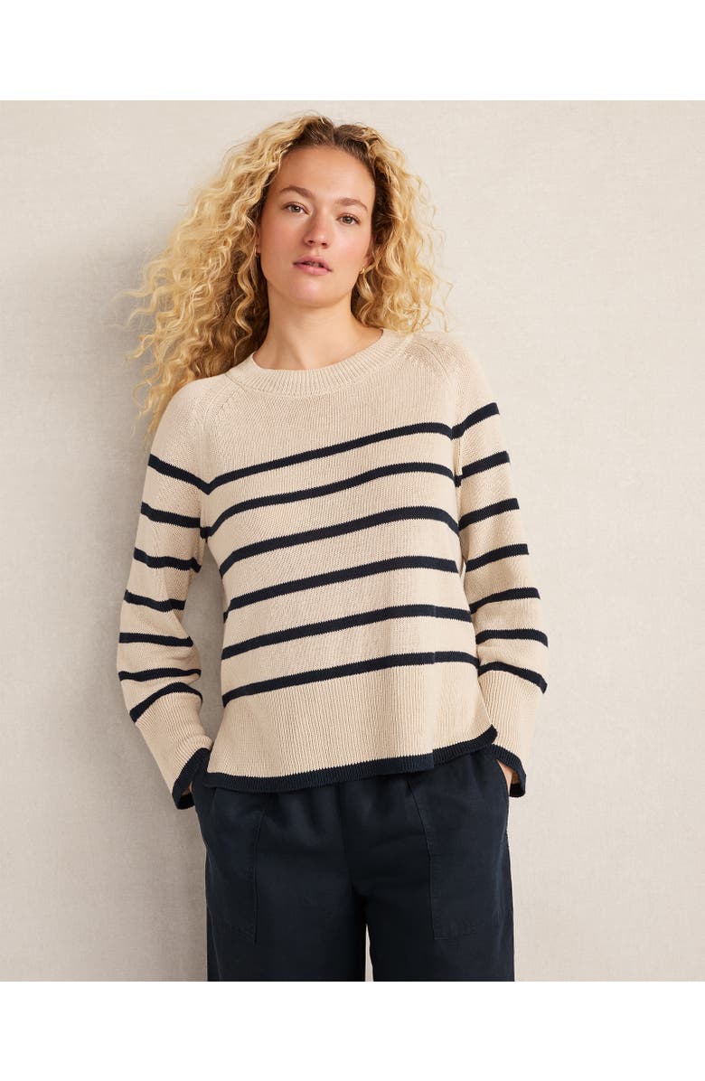 Haven Well Within Organic Cotton Linen Stripe Crewneck, Main, color, Misty Beige/ Nightfall