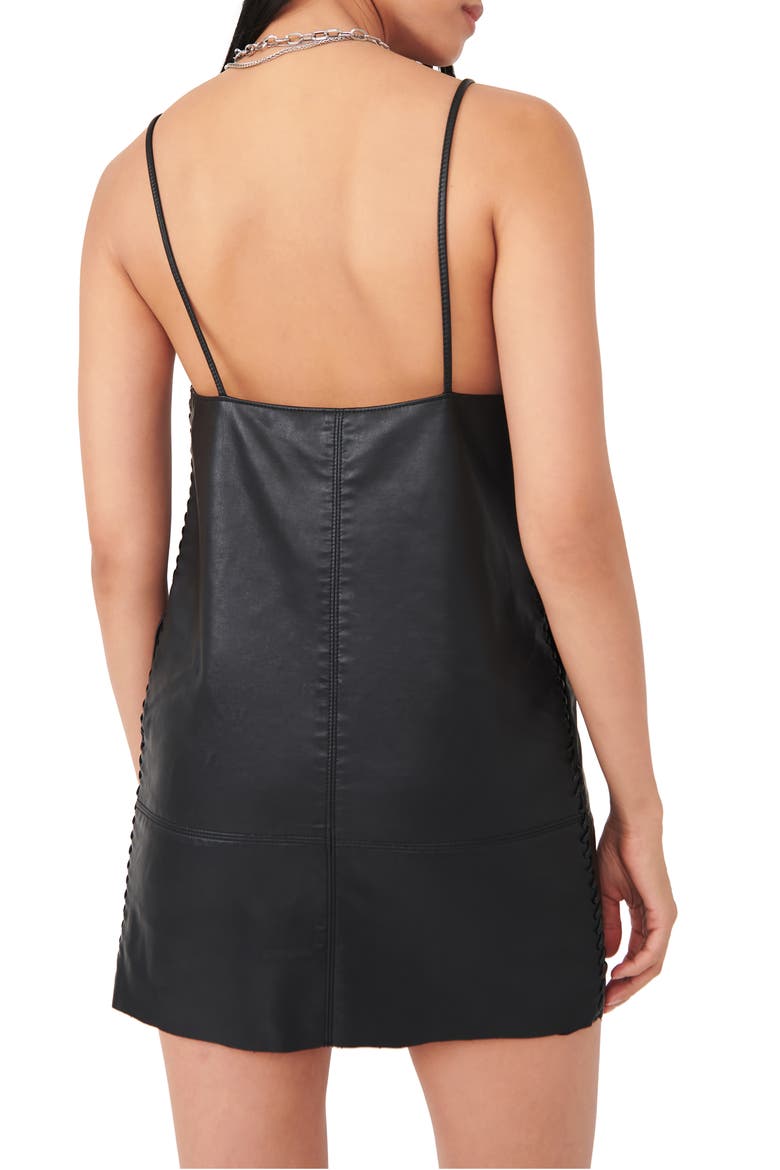 Slip Into Something Faux Leather Minidress, Alternate, color, DARK DAYS