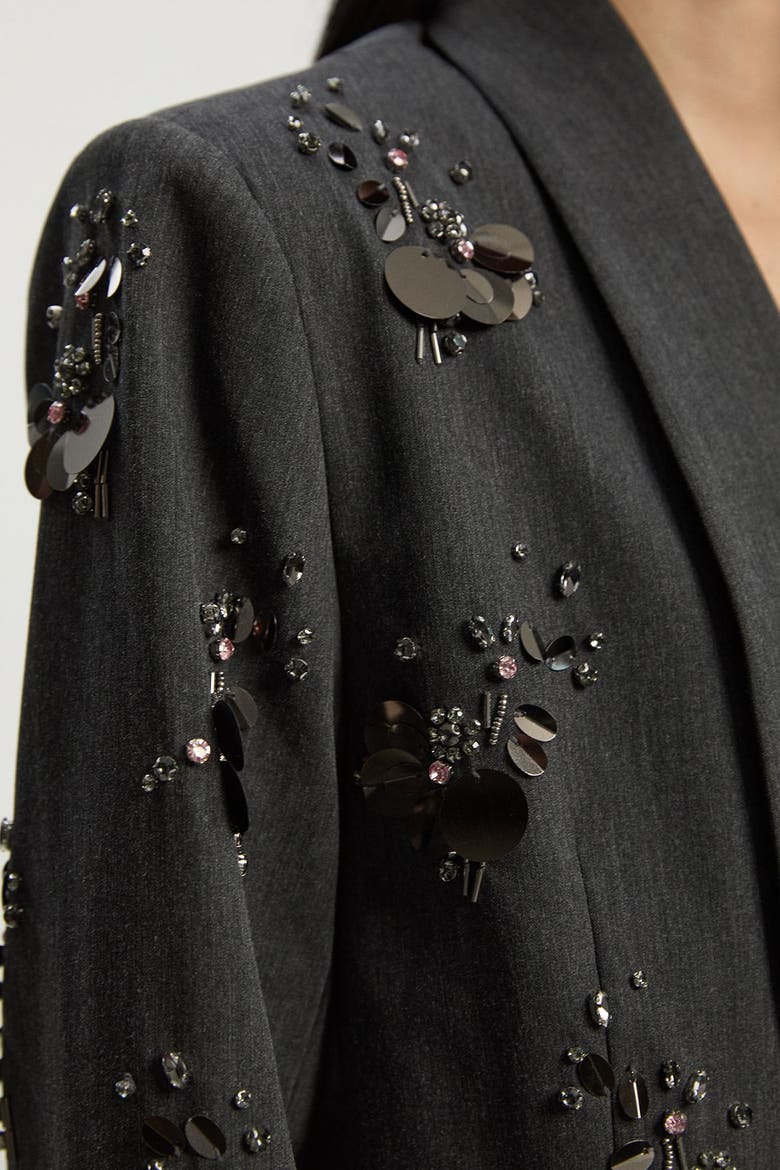 Embellished Single-Breasted Blazer, Alternate, color, Grey