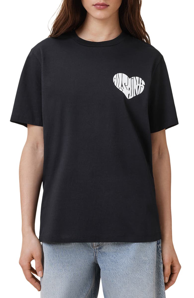 AllSaints Poster Boyfriend Cotton Graphic T-Shirt, Main, color, Black