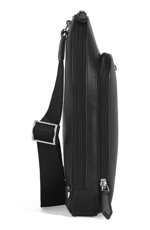 Montblanc Leather Crossbody Bag With Adjustable Strap And Metal Hardware In Black