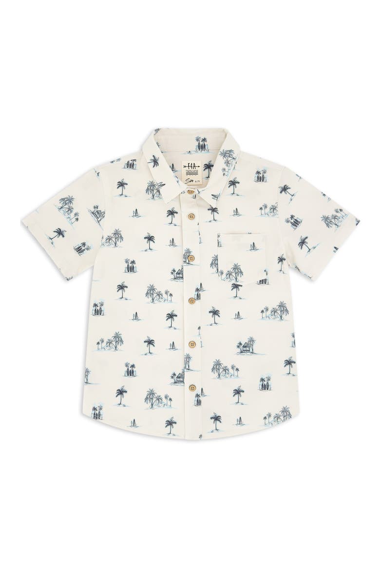 Kids' Aloha Short Sleeve Button-Up Shirt, Main, color, NATURAL