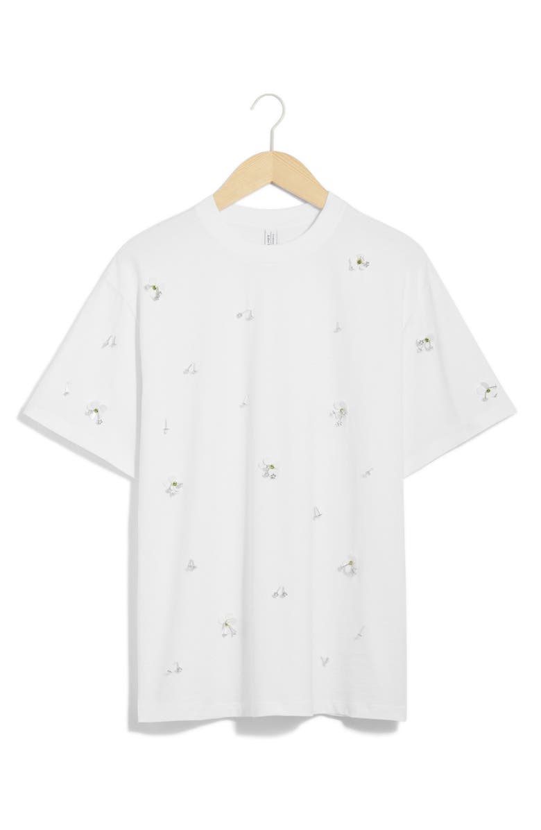 & Other Stories Flower Appliqué Oversize T-Shirt, Alternate, color, White Light