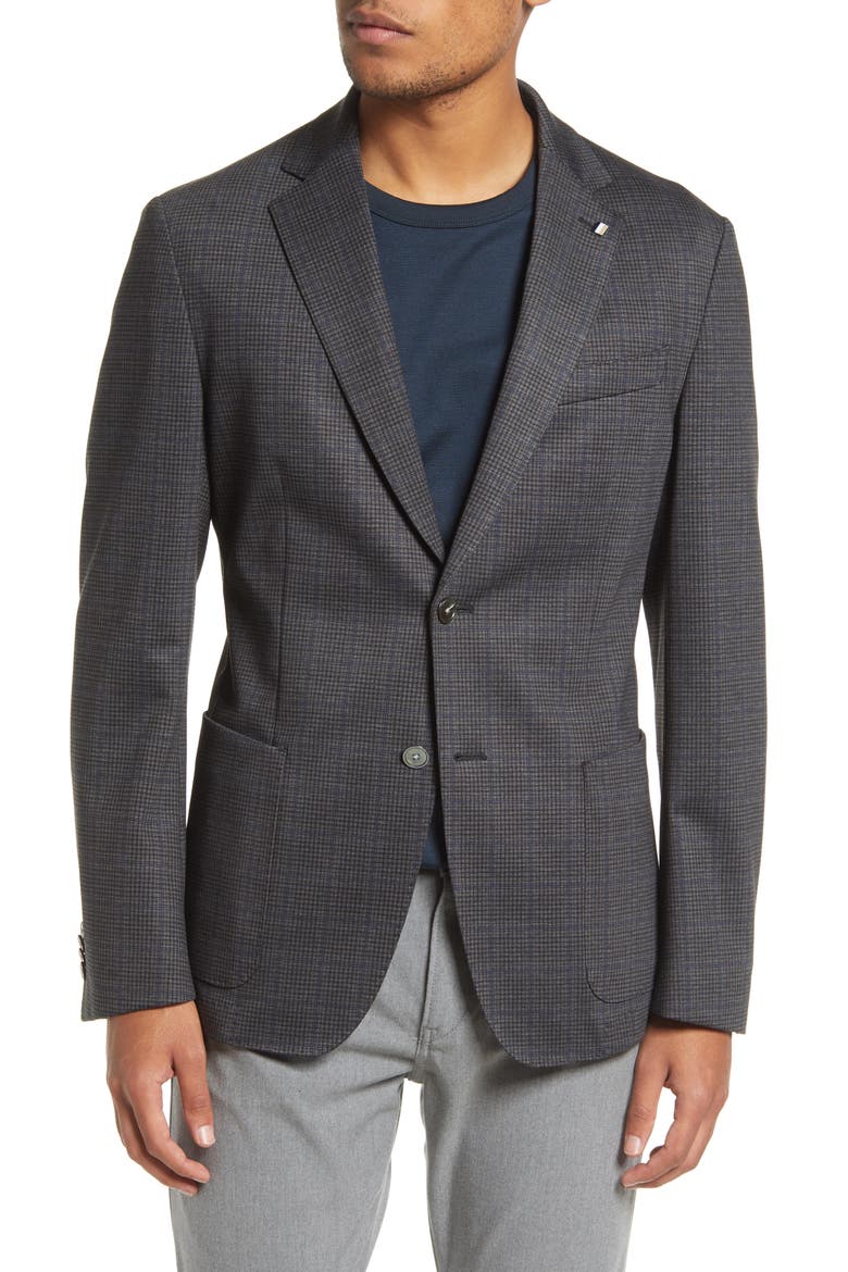 Hanry Slim Fit Plaid Sport Coat, Main, color, BLACK