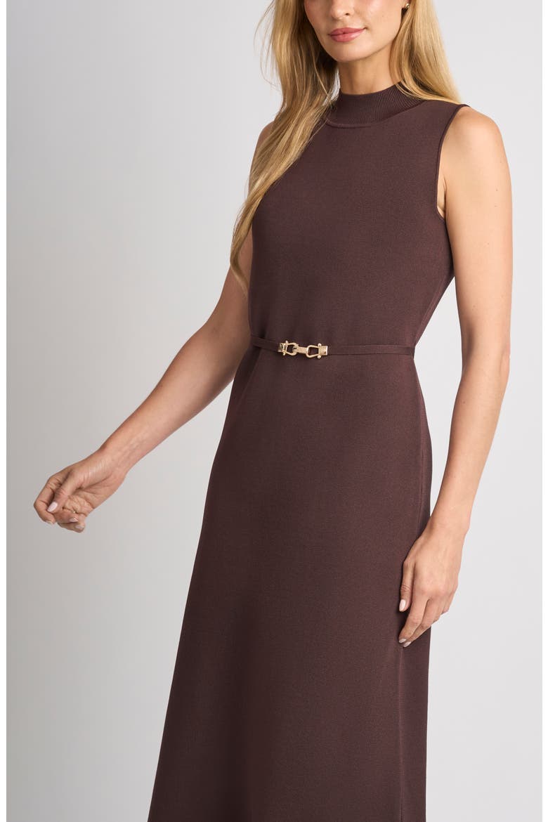 Sienna Mock Neck Sleeveless Maxi Sweater Dress, Alternate, color, DARK CHOCOLATE