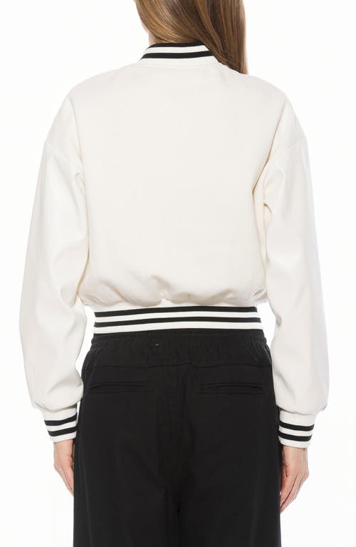 Alexia Admor Ciela Varsity Bomber Jacket In White