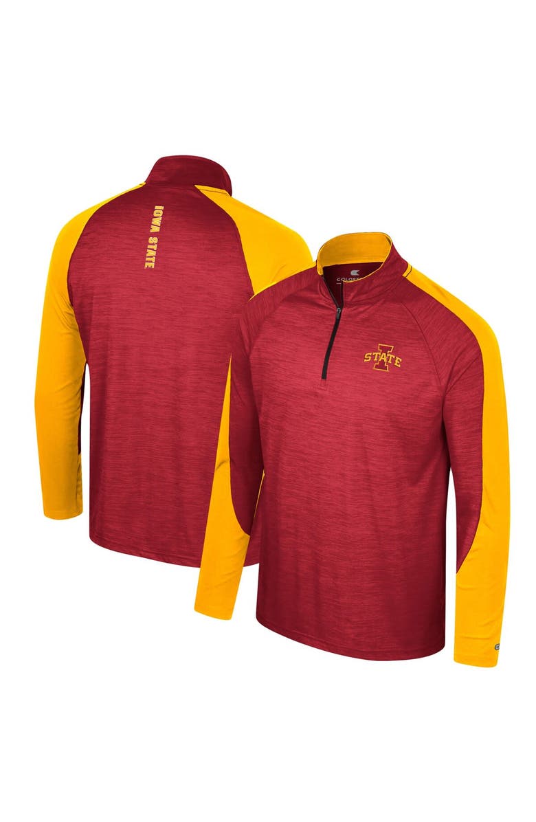 COLOSSEUM Men's Colosseum Cardinal Iowa State Cyclones Langmore Raglan Quarter-Zip Top, Main, color, 