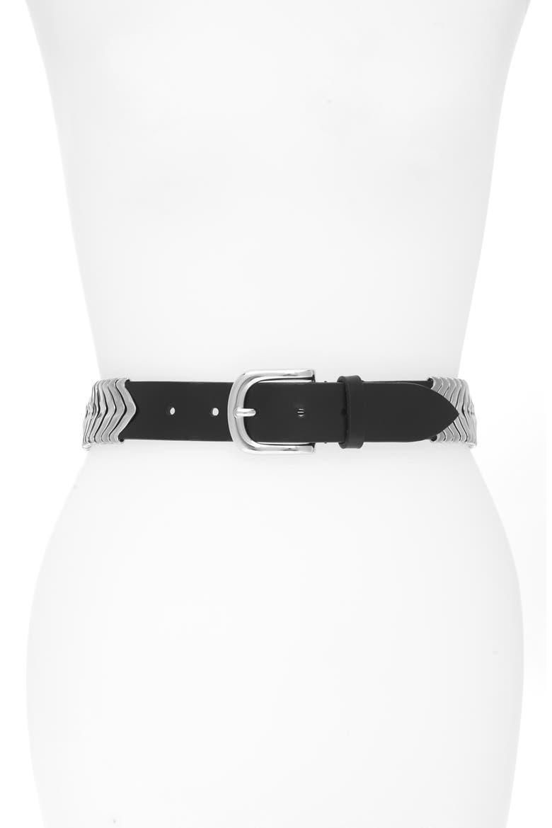 Tehora Leather Belt, Main, color, BLACK