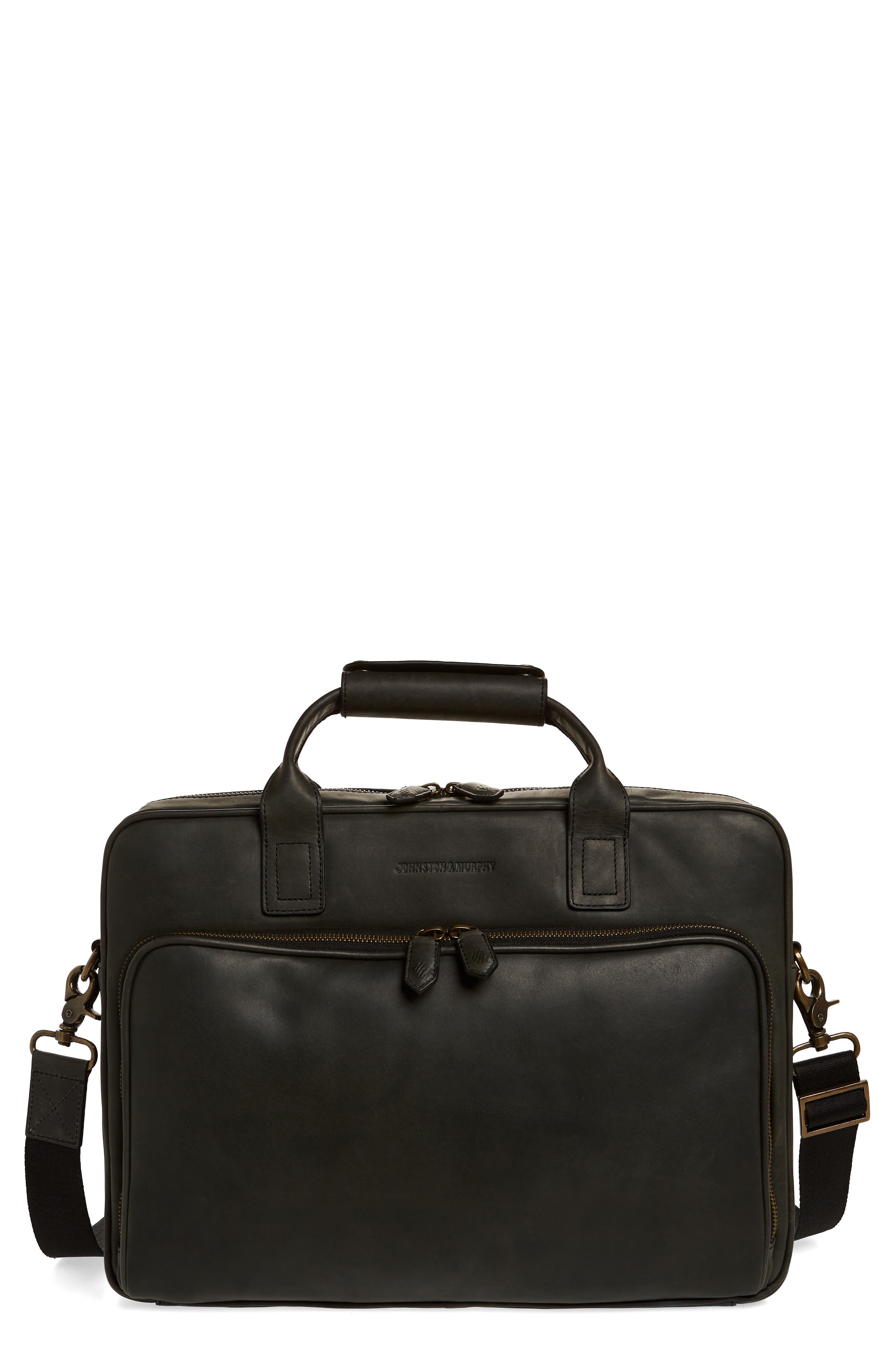 Johnston & Murphy Rhodes Leather Briefcase, Main, color, 
