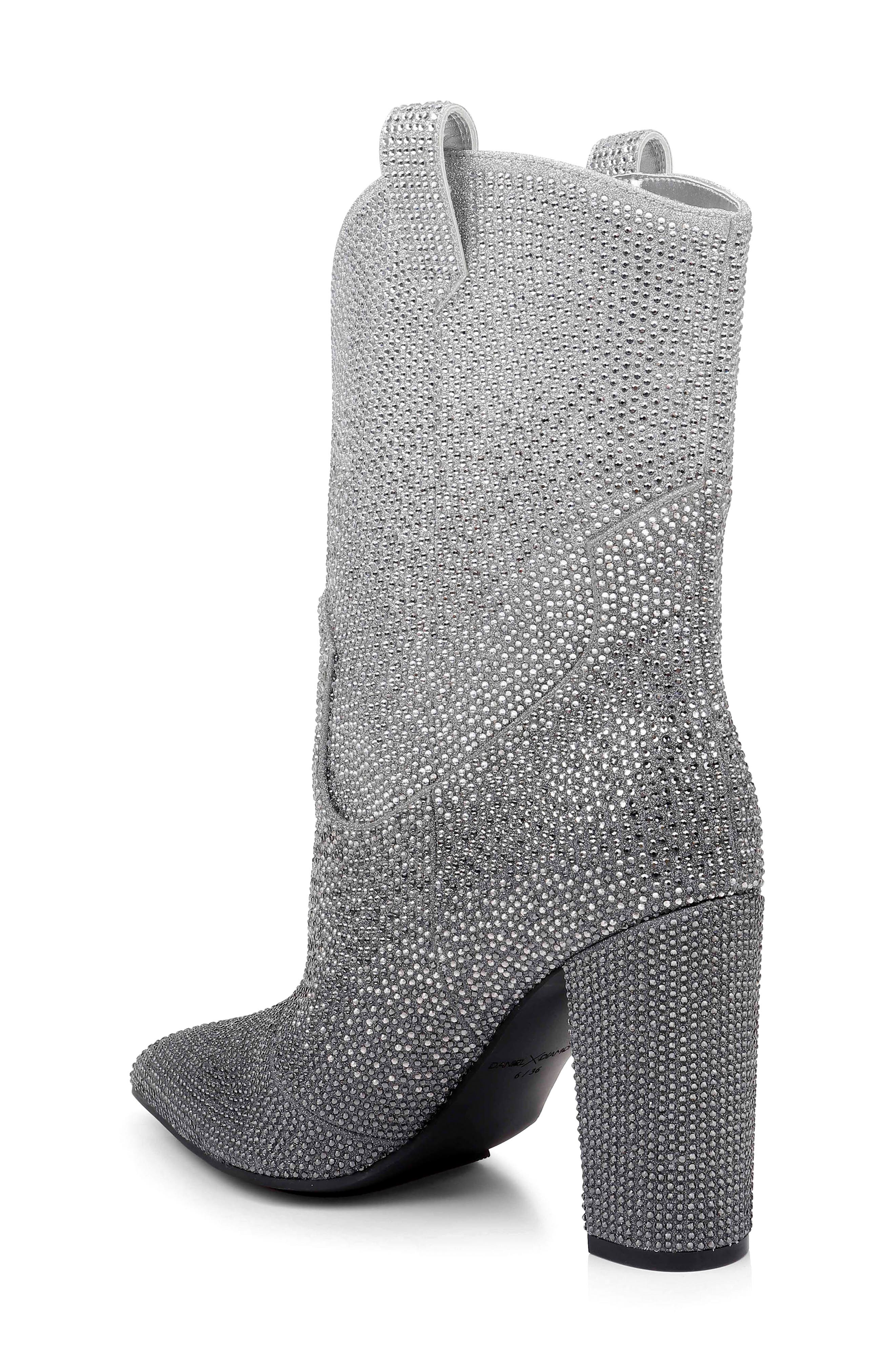 Glitter Ombré Western Boot, Alternate, color, SILVER