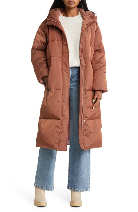 Ugg Puffer Trench Coat Down Feather Brown Quilted on sale Minimalist Winter Medium