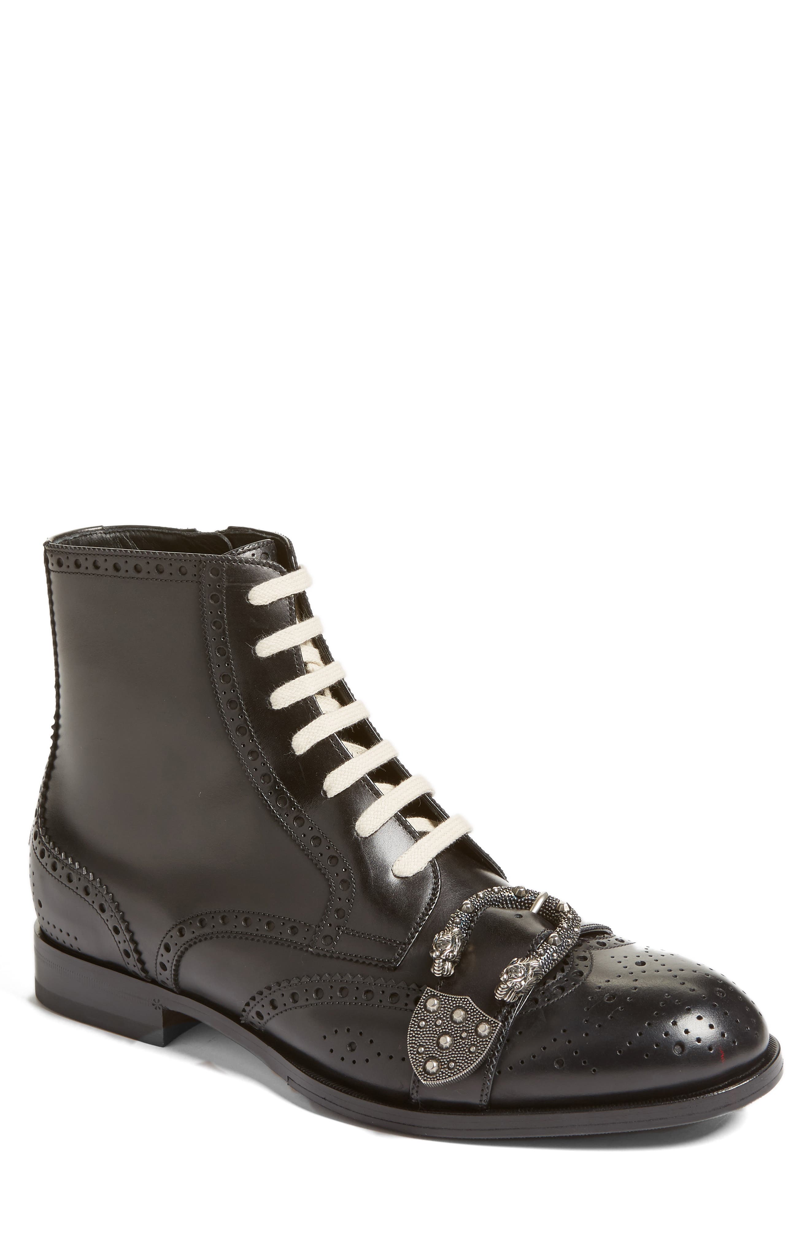 Gucci Queercore Buckle Strap Wingtip Boot, Main, color, 