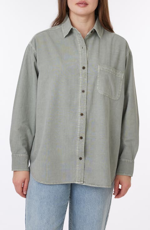 Alaina Sunwashed Relaxed Button-Up Shirt