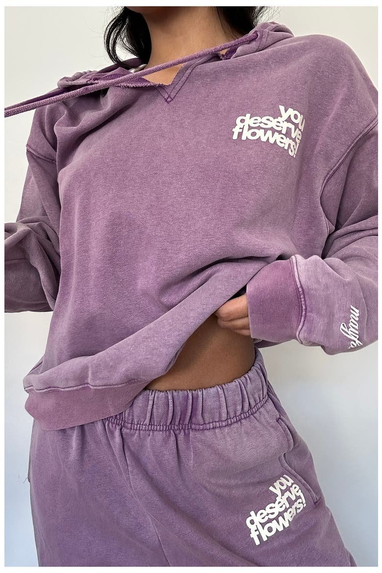 You Deserve Flowers French Terry Graphic Hoodie, Alternate, color, PURPLE