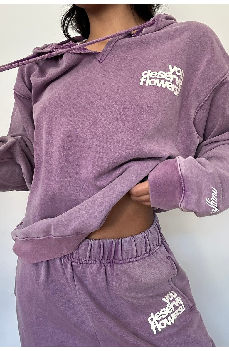 THE MAYFAIR GROUP You Deserve Flowers French Terry Graphic Hoodie, Alternate, color, Purple
