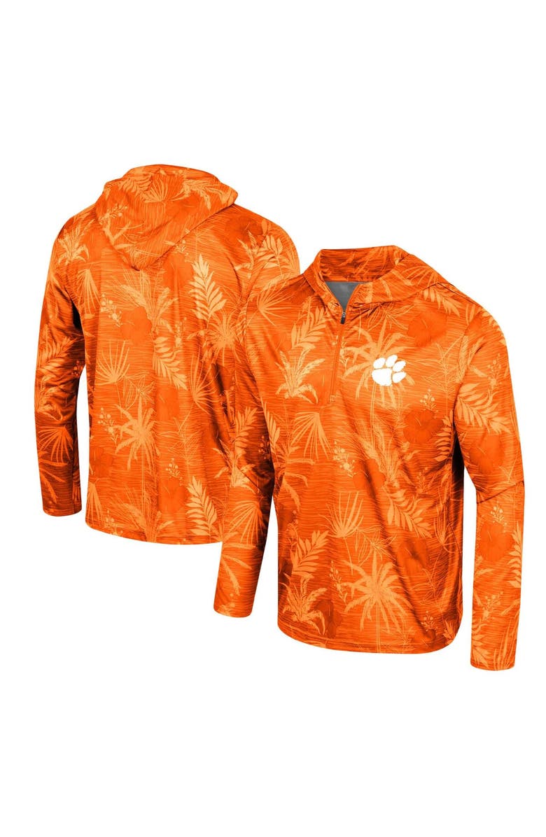 COLOSSEUM Men's Colosseum Orange Clemson Tigers Palms Printed Lightweight Quarter-Zip Hooded Top, Alternate, color, Orange