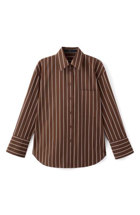 Stripe Cotton Button-Up Shirt
