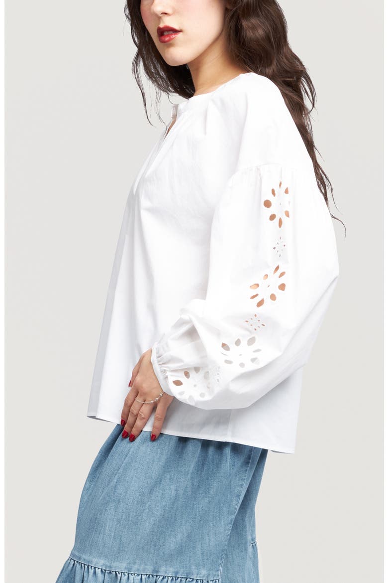 Embroidered Sleeve Top, Alternate, color, BRIGHT WHITE